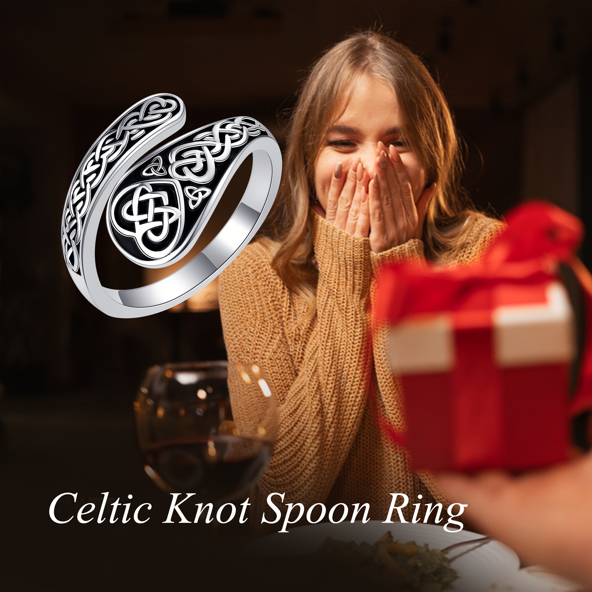 Women's S925 Silver Vintage Celtic Knot Spoon Ring